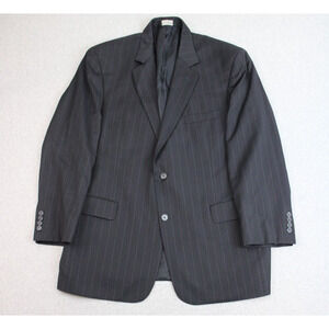 Jos A Bank Blazer Jacket Mens 44R Navy Blue Striped 2 Button Single Breasted